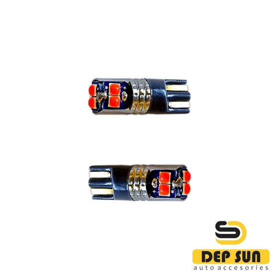 Led lamp T10 w5w n23 canceller, red color (3 sides) 6s 12v