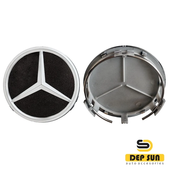 центральный колпак на колесо mercedes черный/никель маленький