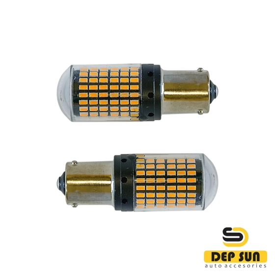 LED lamp PY21w (Bau15s) 3014 in a flask, yellow color 144s 12v