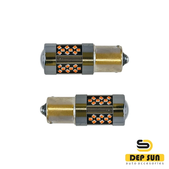 Светодиодная лампа P21w (R10W) с терморегулятором 3030 (5 сторон) цвет красный 42s 12v